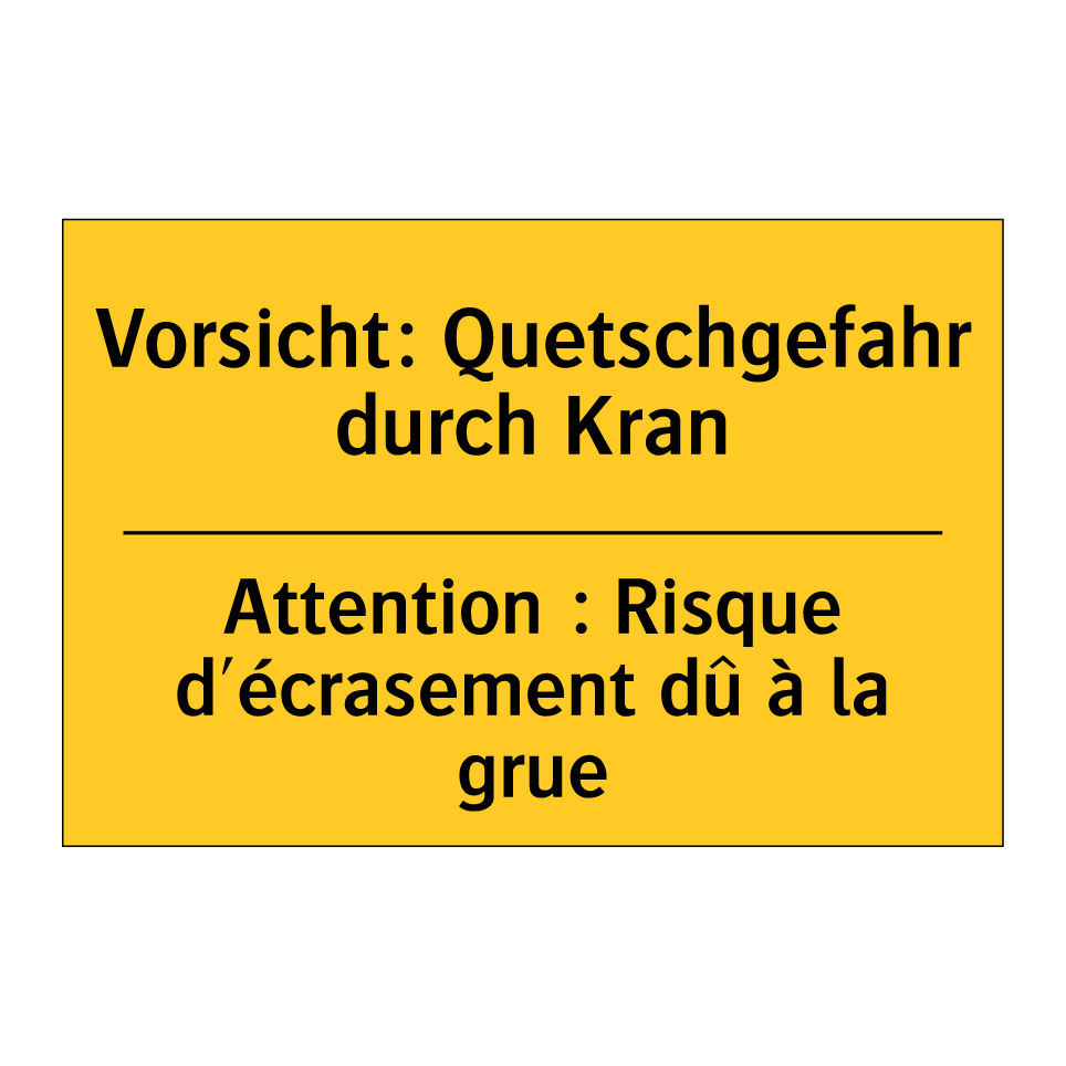 Vorsicht: Quetschgefahr durch /.../ - Attention : Risque d'écrasement /.../