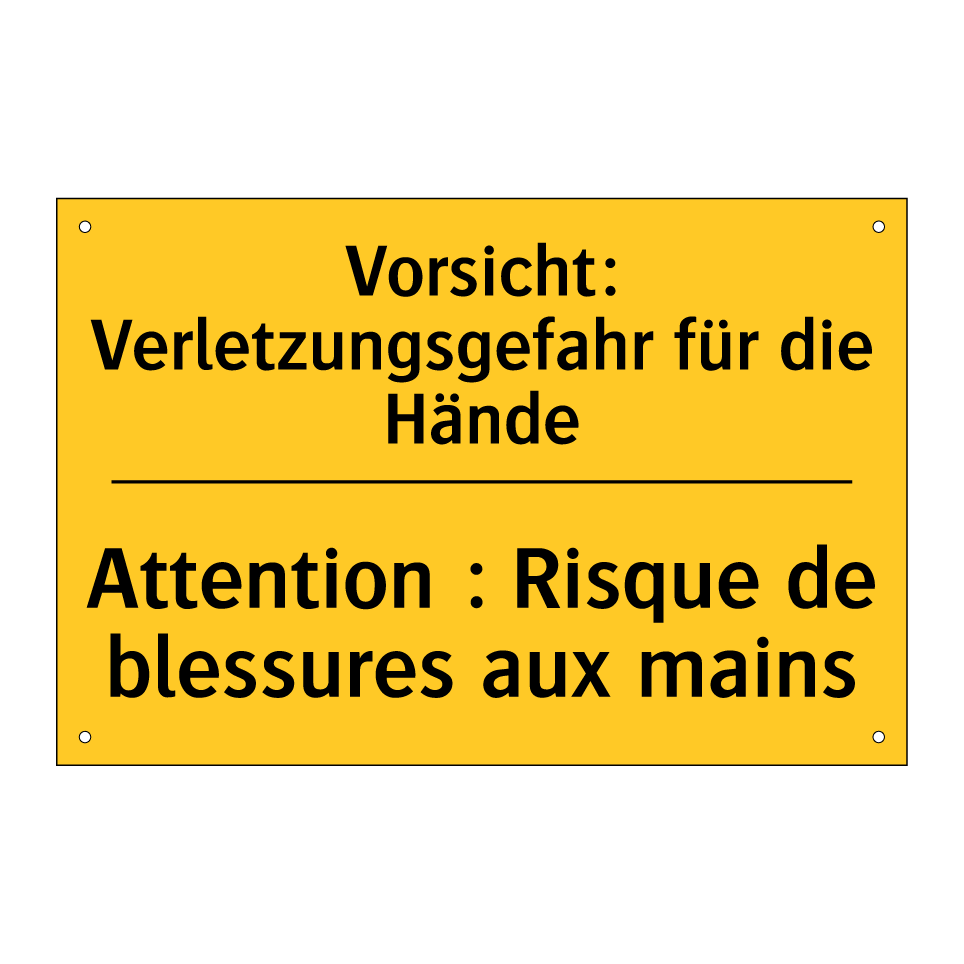 Vorsicht: Verletzungsgefahr für /.../ - Attention : Risque de blessures /.../