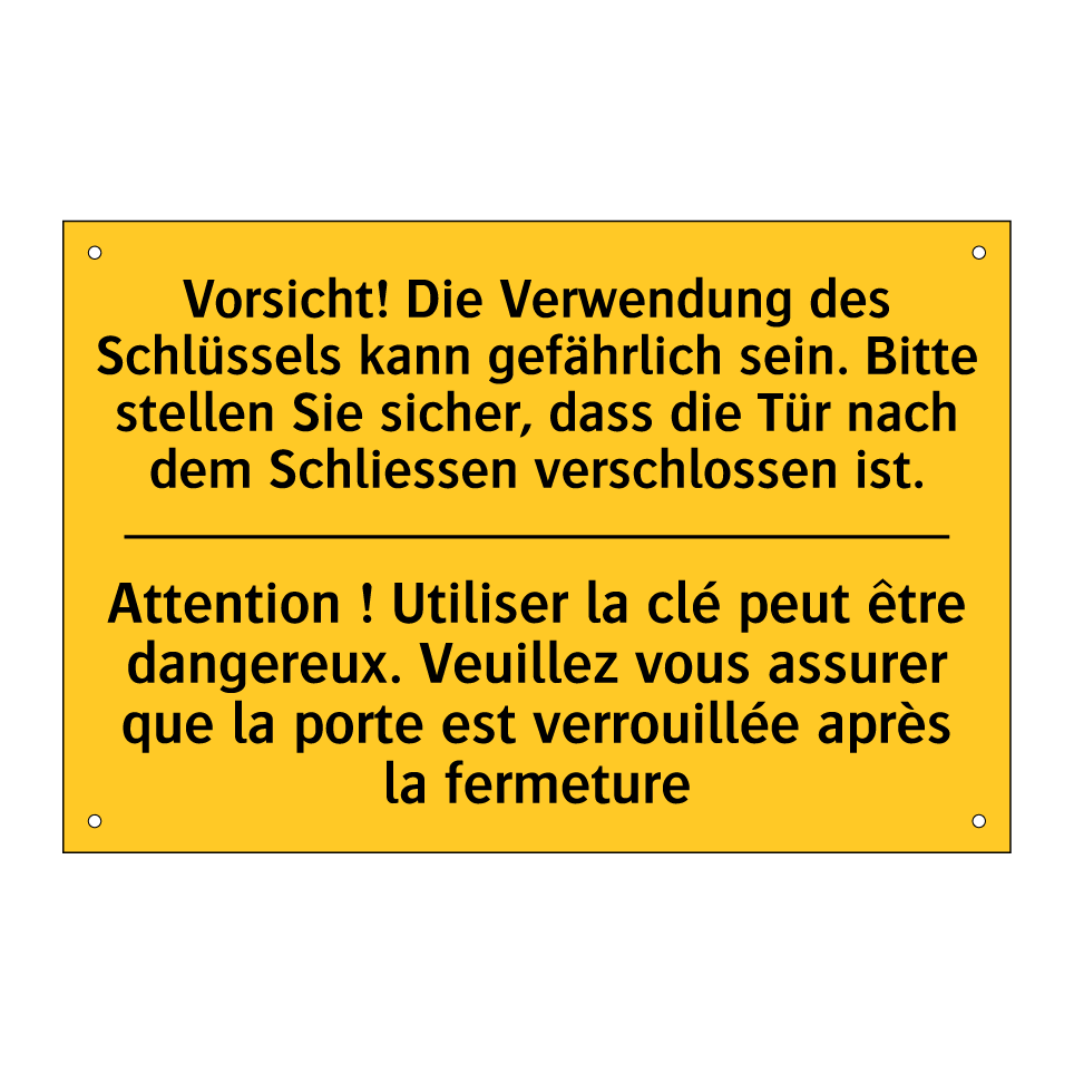 Vorsicht! Die Verwendung des Schlüssels /.../ - Attention ! Utiliser la clé peut /.../
