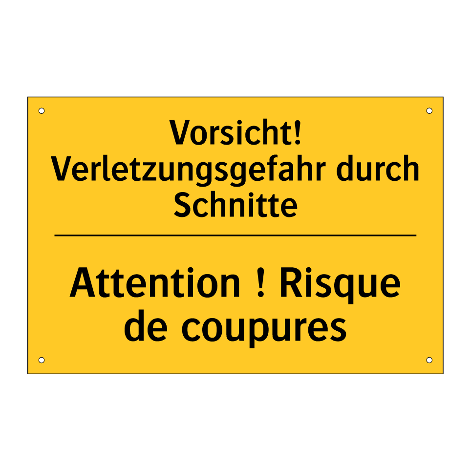 Vorsicht! Verletzungsgefahr durch /.../ - Attention ! Risque de coupures