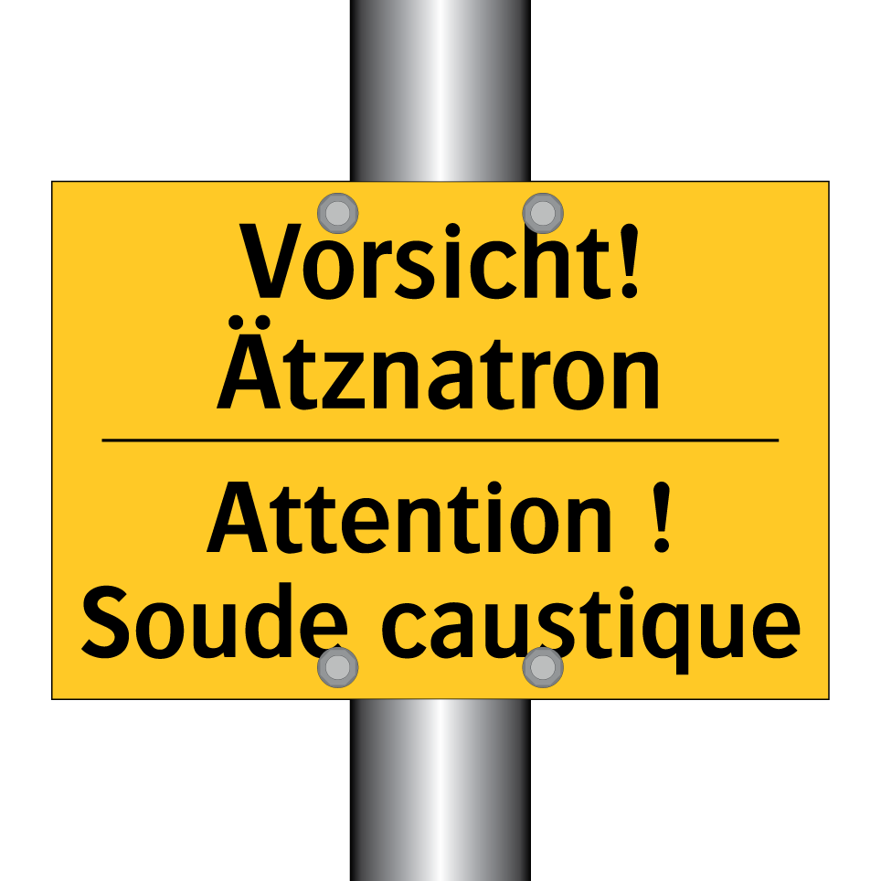 Vorsicht! Ätznatron - Attention ! Soude caustique