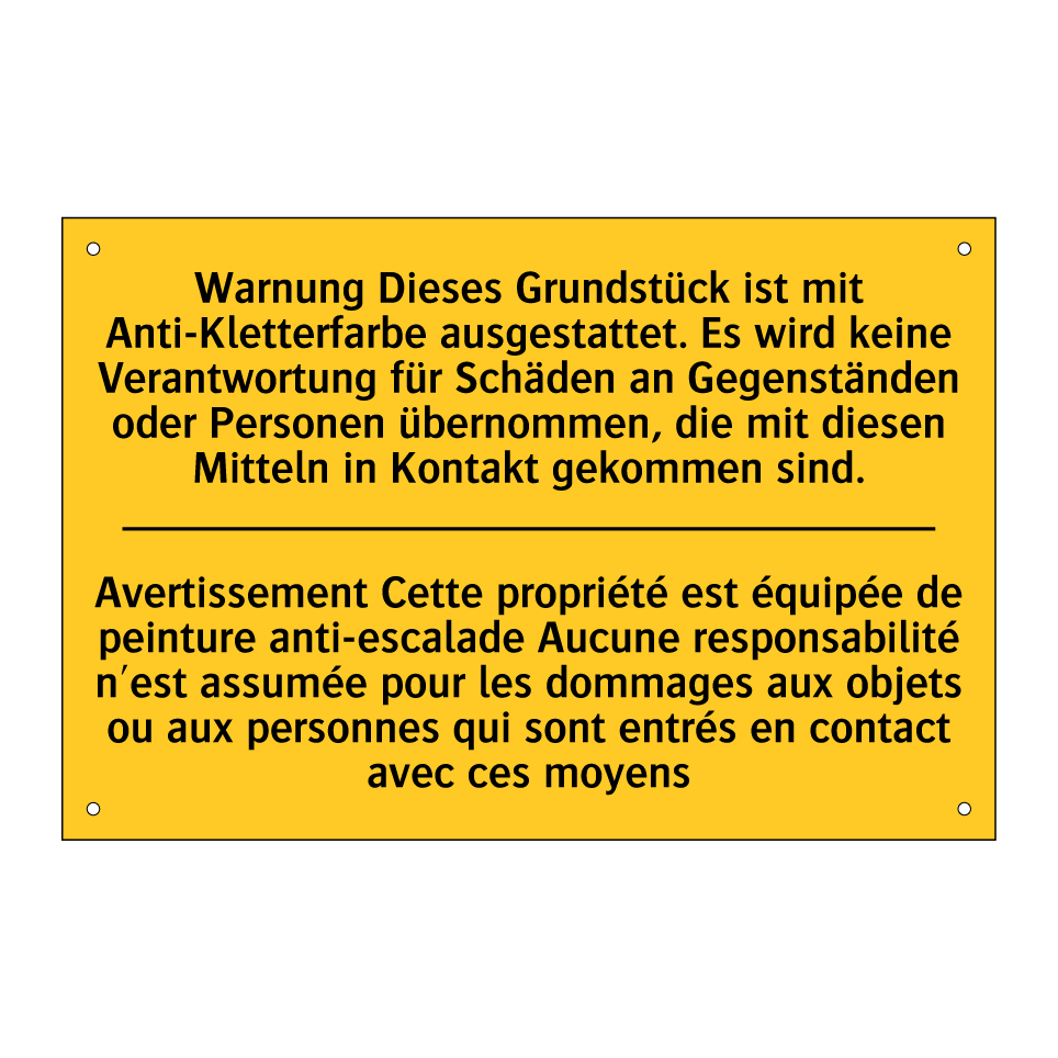 Warnung Dieses Grundstück ist /.../ - Avertissement Cette propriété /.../