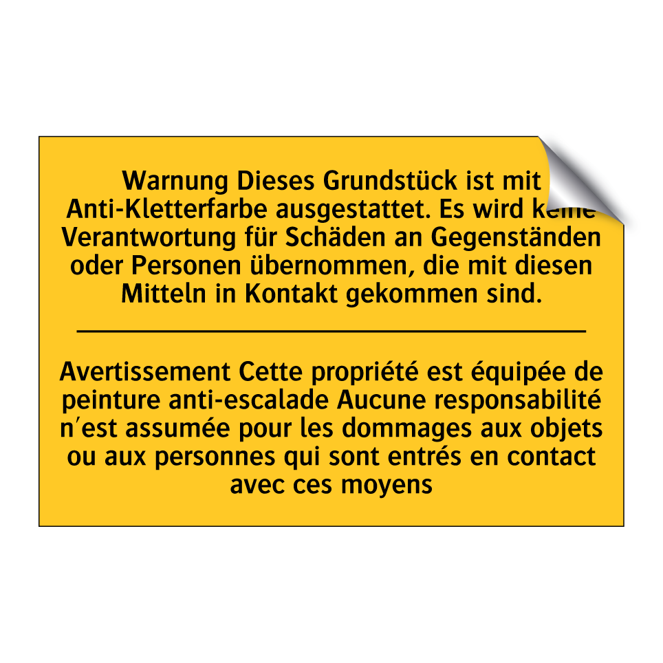 Warnung Dieses Grundstück ist /.../ - Avertissement Cette propriété /.../