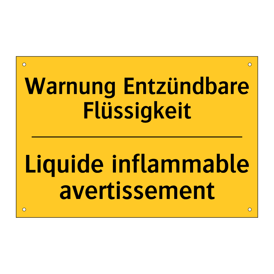 Warnung Entzündbare Flüssigkeit /.../ - Liquide inflammable avertissement /.../