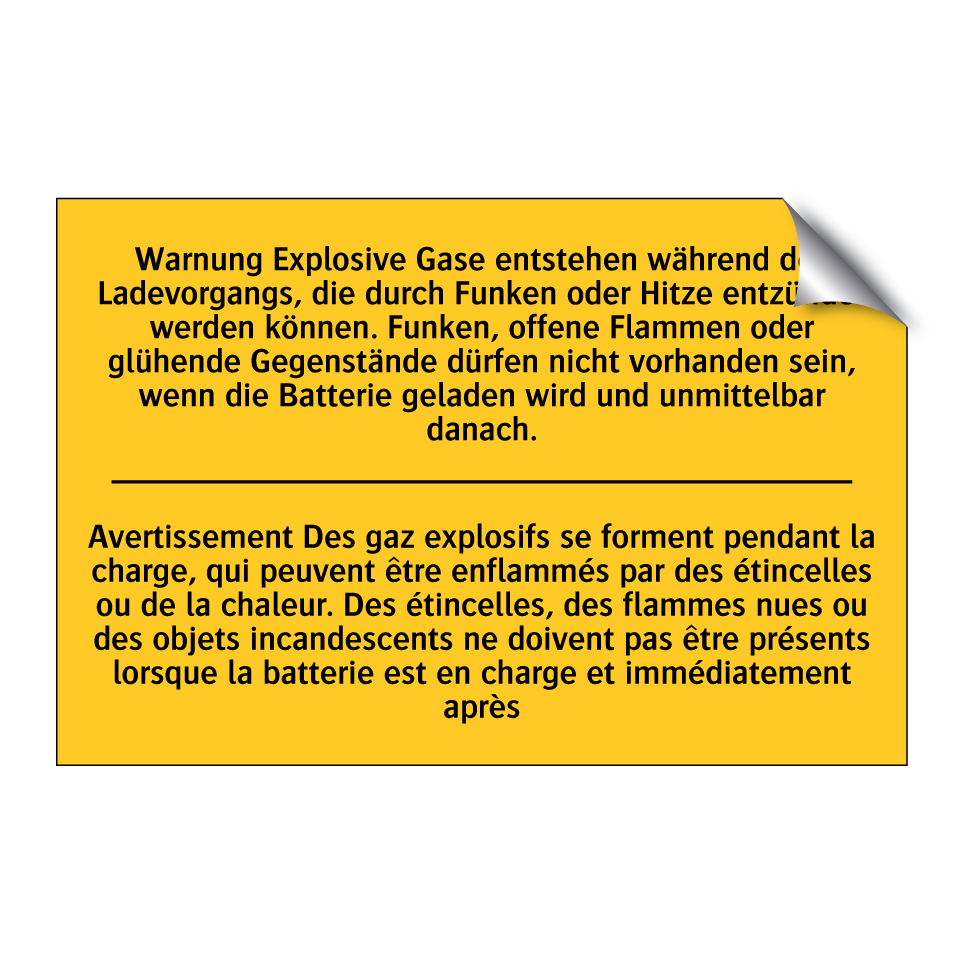 Warnung Explosive Gase entstehen /.../ - Avertissement Des gaz explosifs /.../