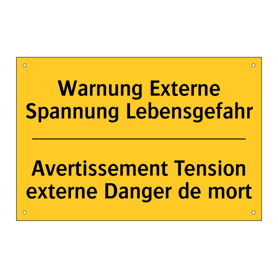 Warnung Externe Spannung Lebensgefahr /.../ - Avertissement Tension externe /.../