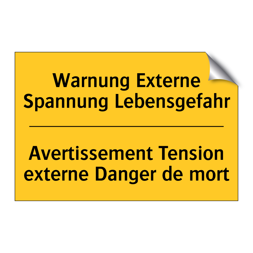 Warnung Externe Spannung Lebensgefahr /.../ - Avertissement Tension externe /.../