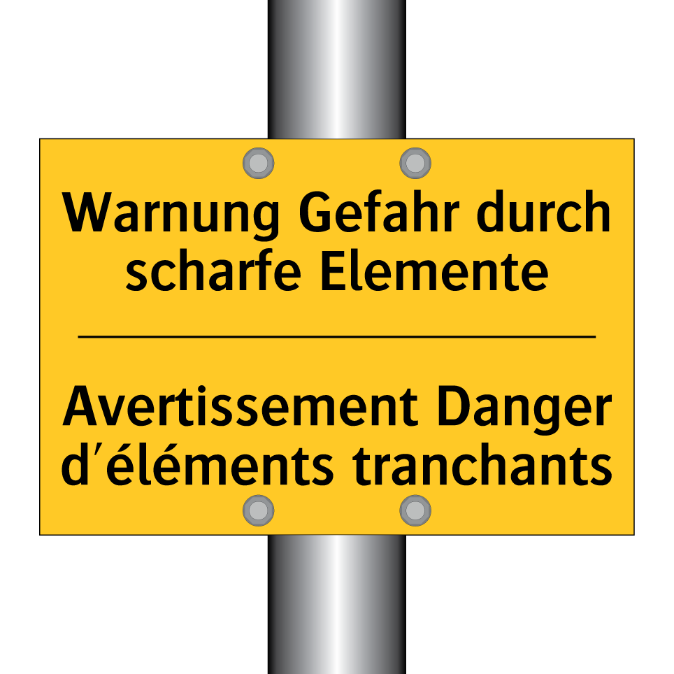 Warnung Gefahr durch scharfe Elemente /.../ - Avertissement Danger d'éléments /.../