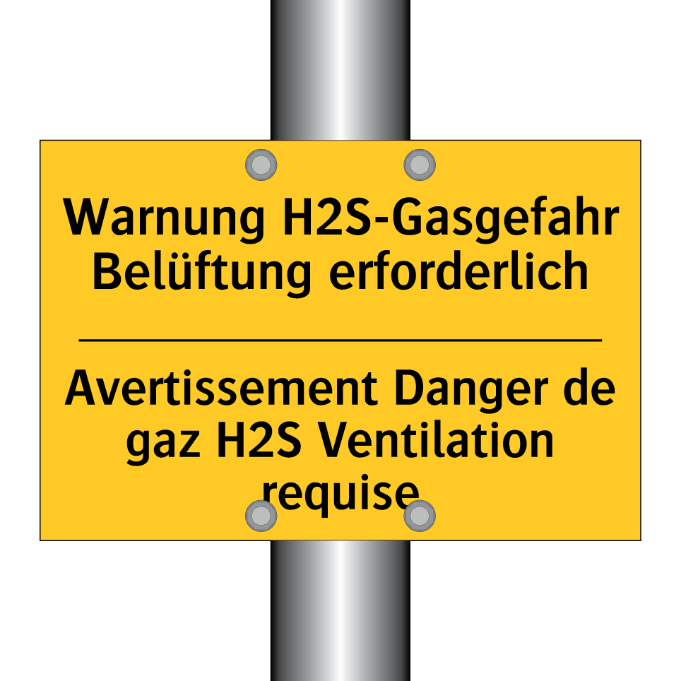 Warnung H2S-Gasgefahr Belüftung /.../ - Avertissement Danger de gaz H2S /.../