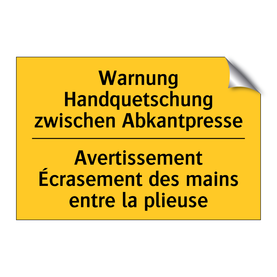 Warnung Handquetschung zwischen /.../ - Avertissement Écrasement des mains /.../