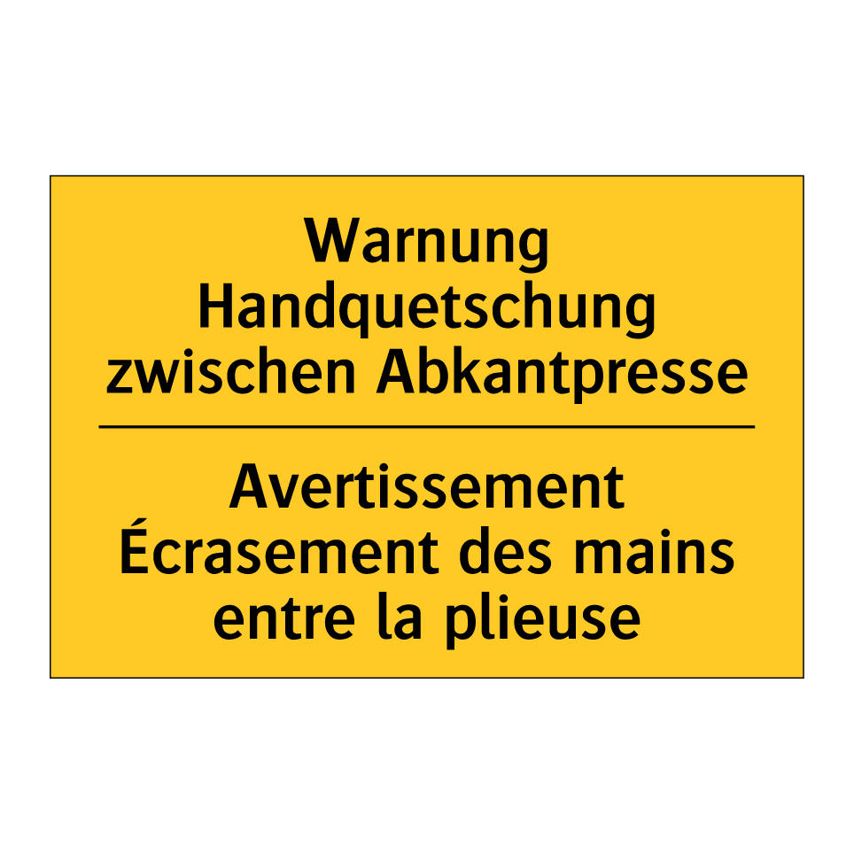 Warnung Handquetschung zwischen /.../ - Avertissement Écrasement des mains /.../