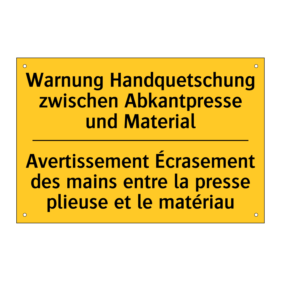 Warnung Handquetschung zwischen /.../ - Avertissement Écrasement des mains /.../