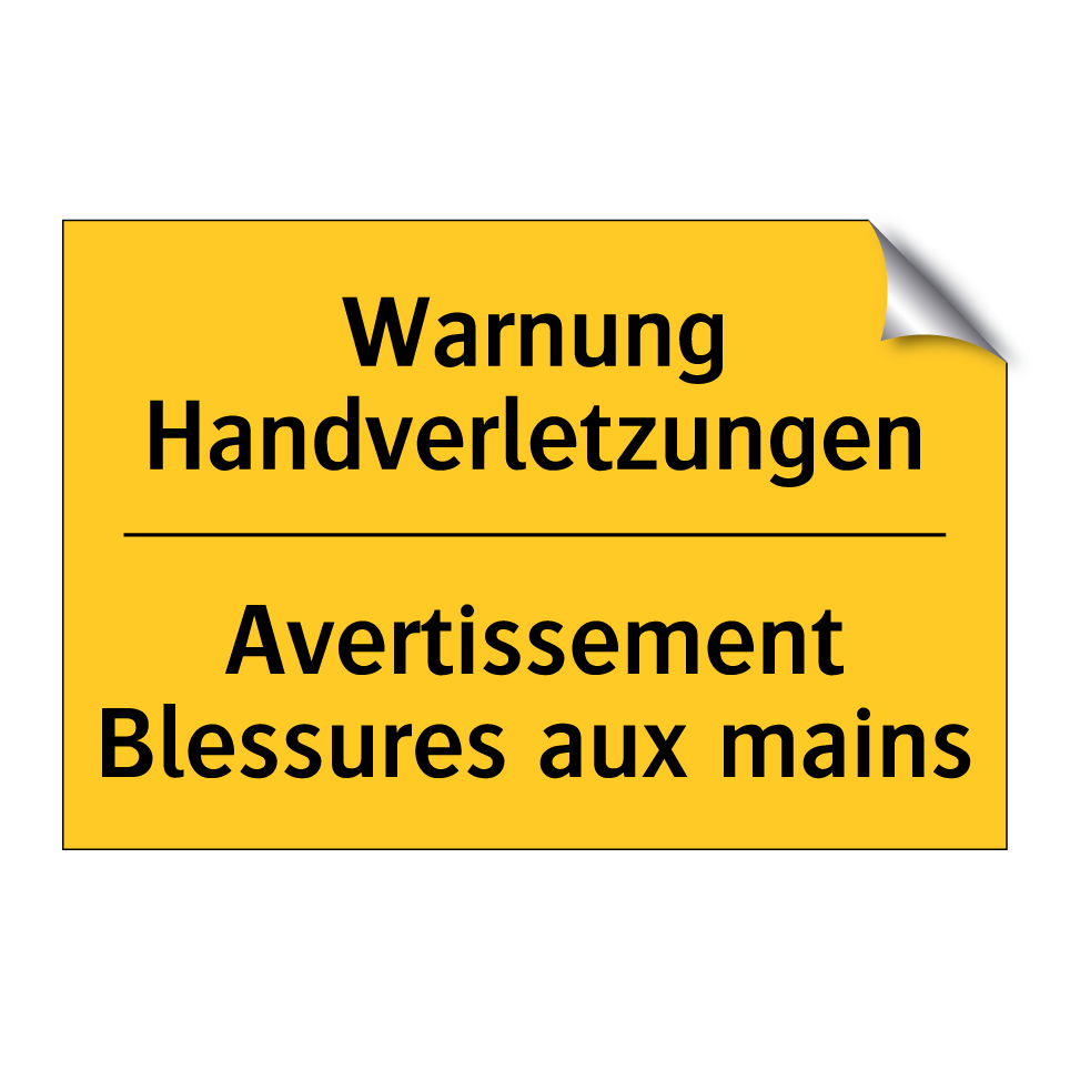 Warnung Handverletzungen - Avertissement Blessures aux mains /.../