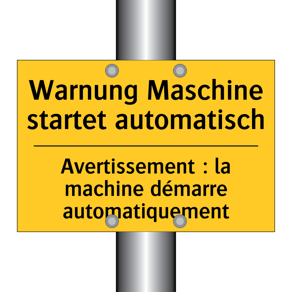 Warnung Maschine startet automatisch /.../ - Avertissement : la machine démarre /.../