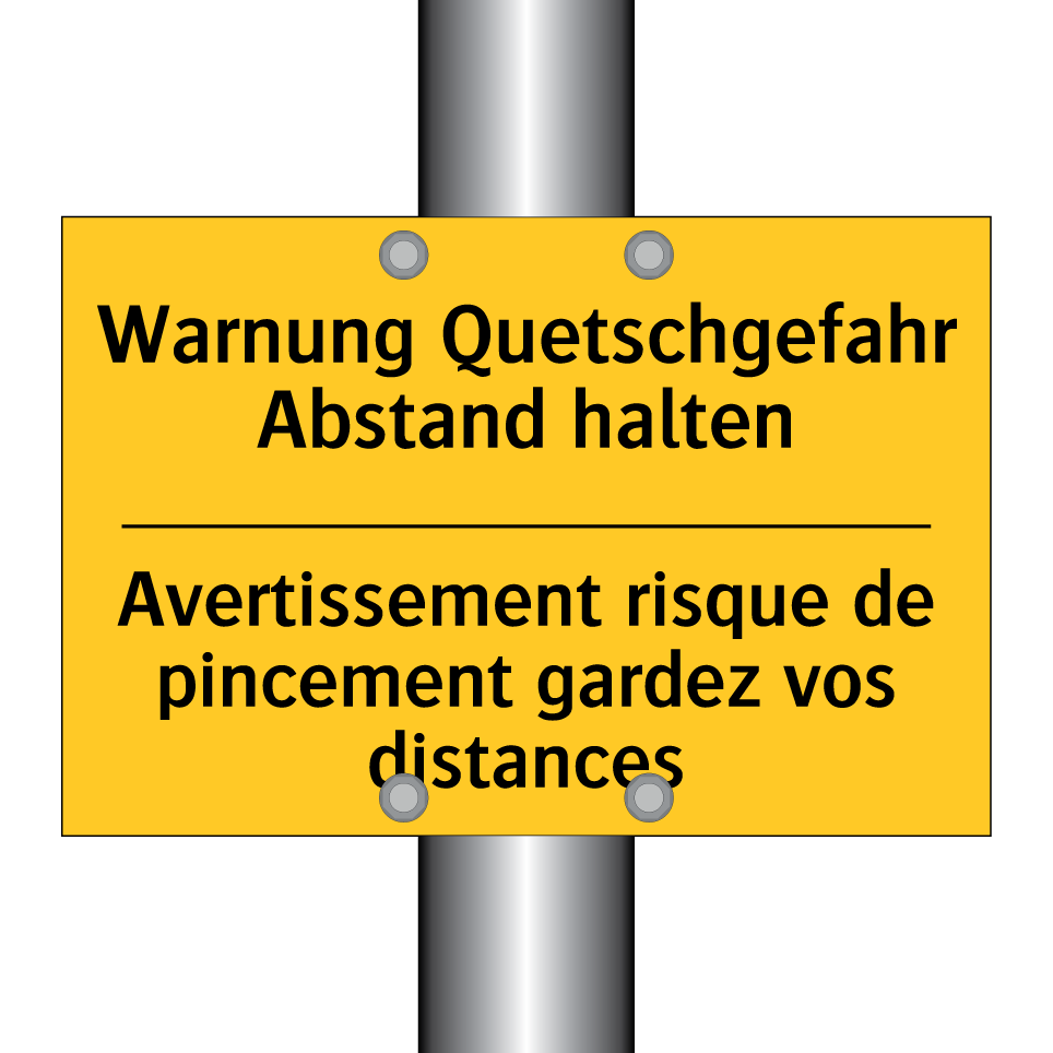 Warnung Quetschgefahr Abstand /.../ - Avertissement risque de pincement /.../
