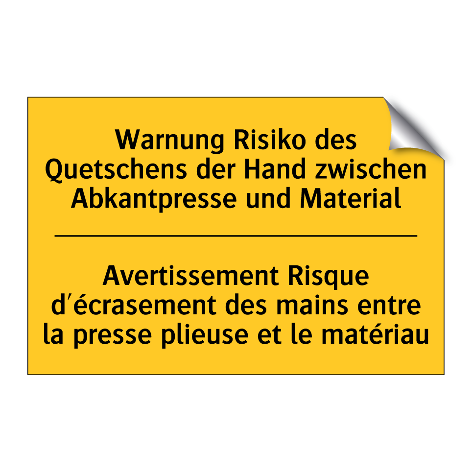 Warnung Risiko des Quetschens /.../ - Avertissement Risque d'écrasement /.../