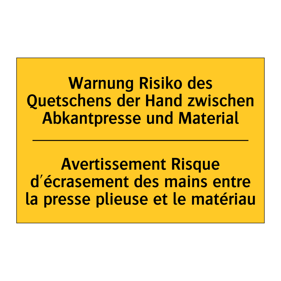 Warnung Risiko des Quetschens /.../ - Avertissement Risque d'écrasement /.../