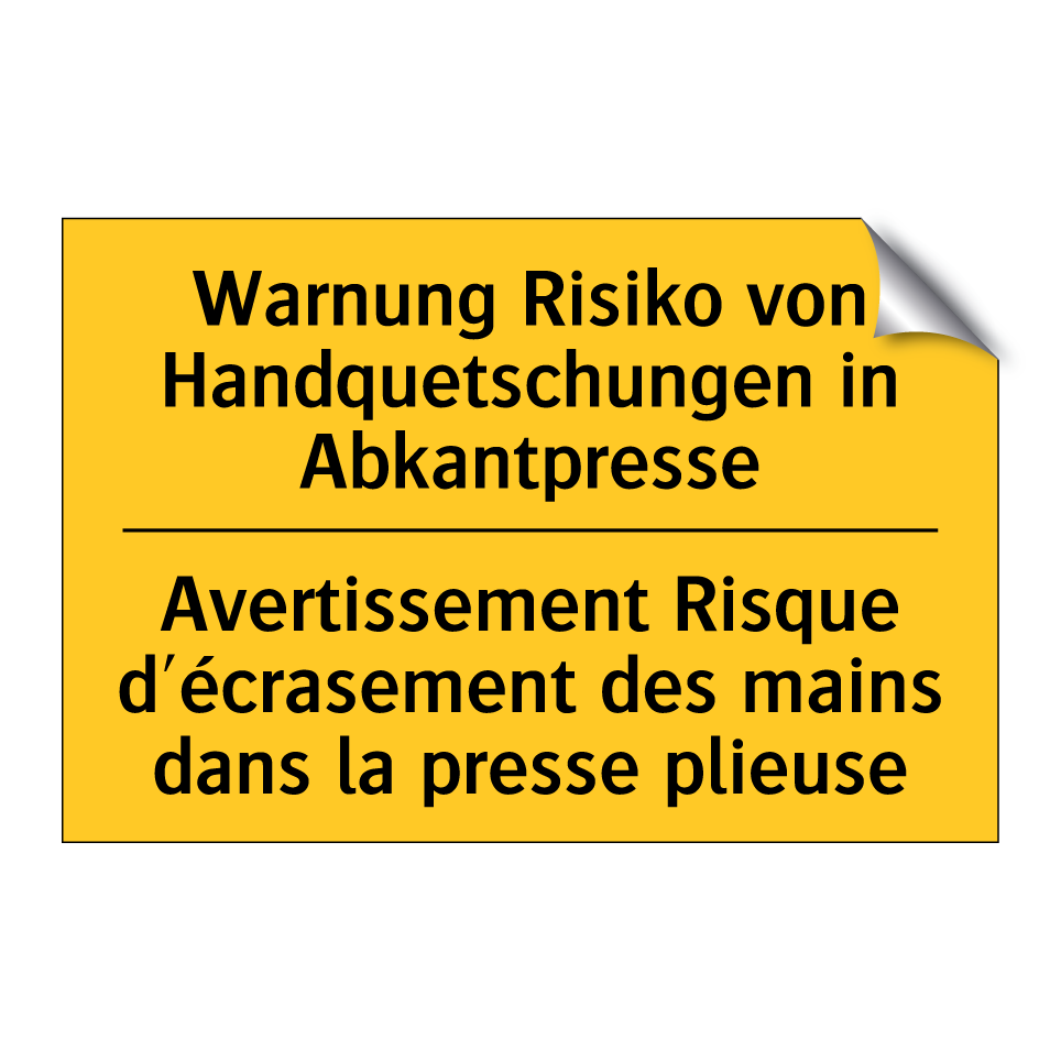 Warnung Risiko von Handquetschungen /.../ - Avertissement Risque d'écrasement /.../