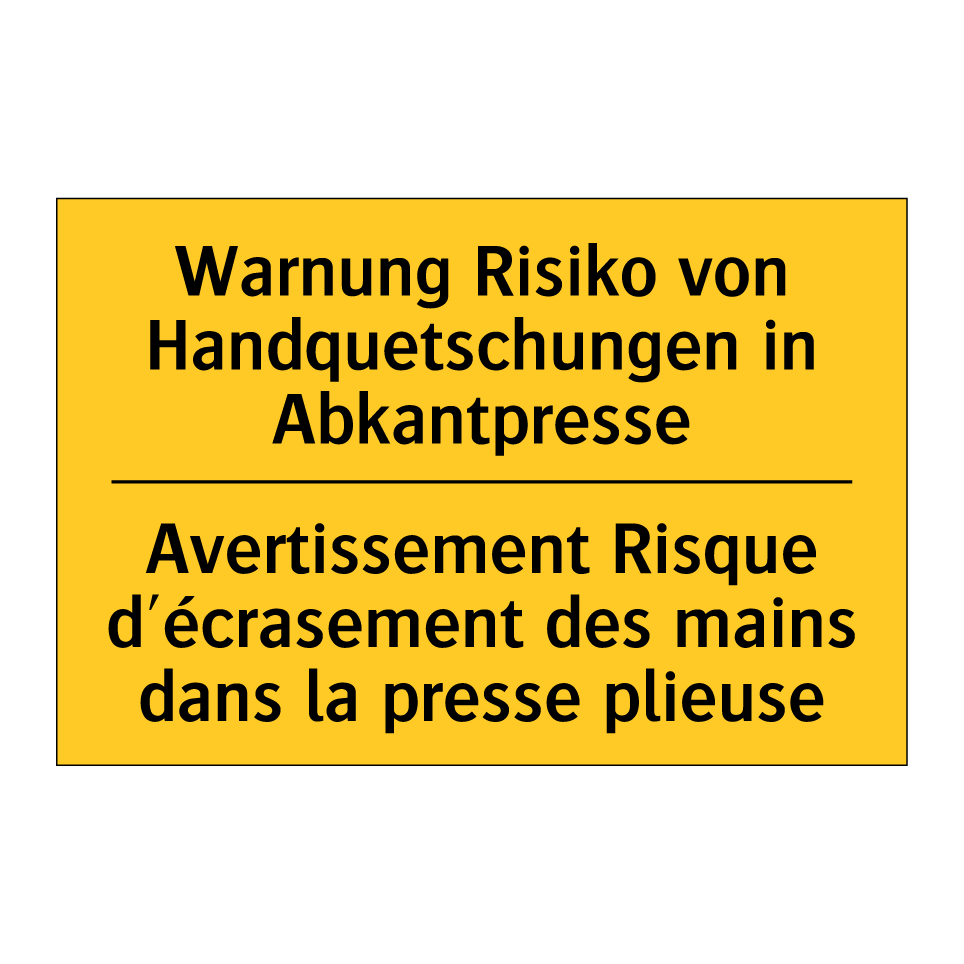 Warnung Risiko von Handquetschungen /.../ - Avertissement Risque d'écrasement /.../