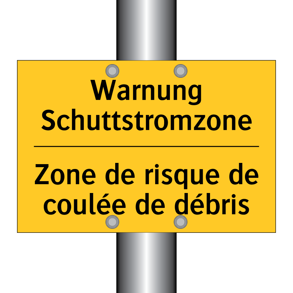 Warnung Schuttstromzone - Zone de risque de coulée de débris /.../