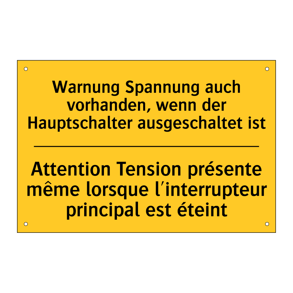 Warnung Spannung auch vorhanden, /.../ - Attention Tension présente même /.../