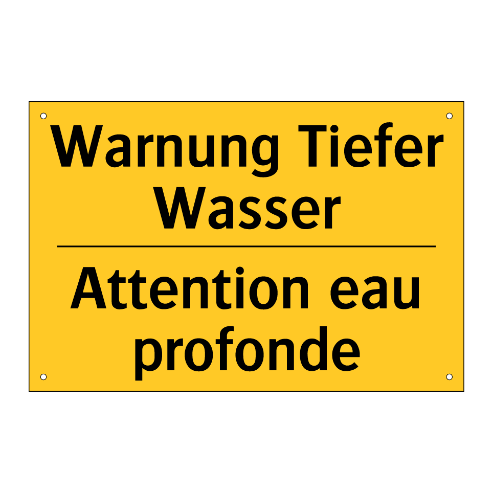 Warnung Tiefer Wasser - Attention eau profonde