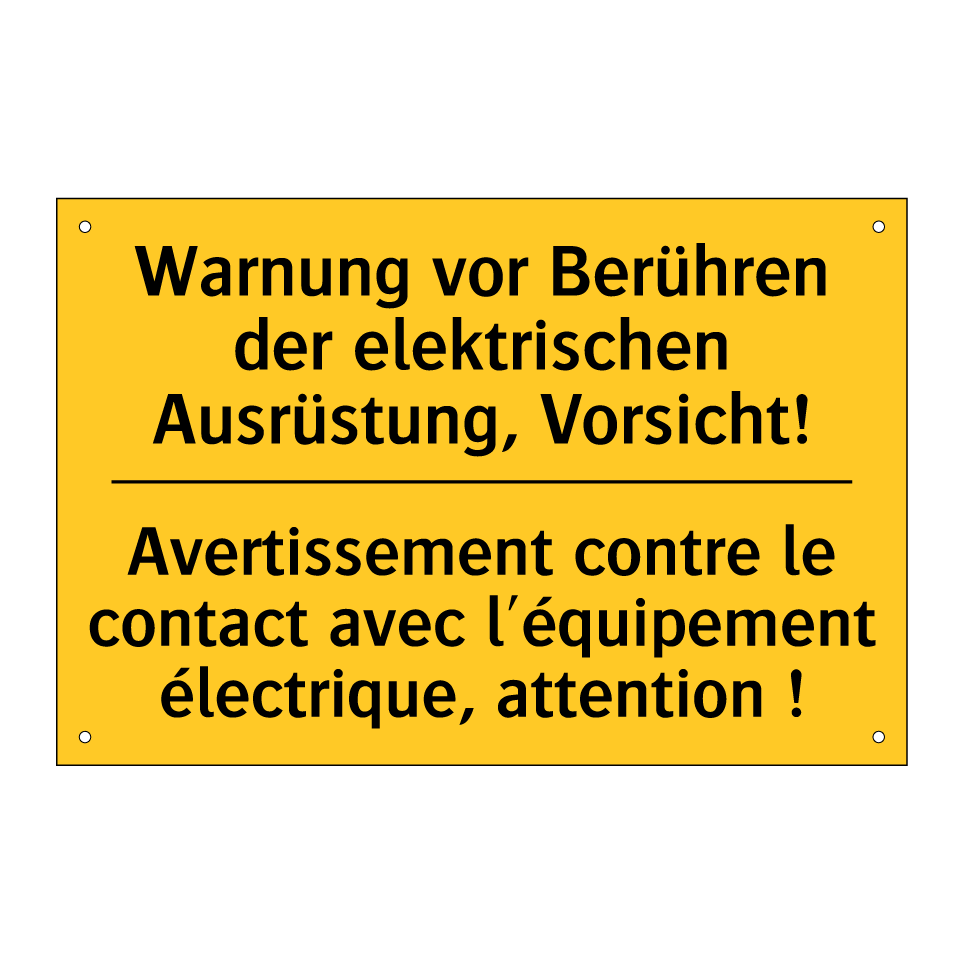 Warnung vor Berühren der elektrischen /.../ - Avertissement contre le contact /.../