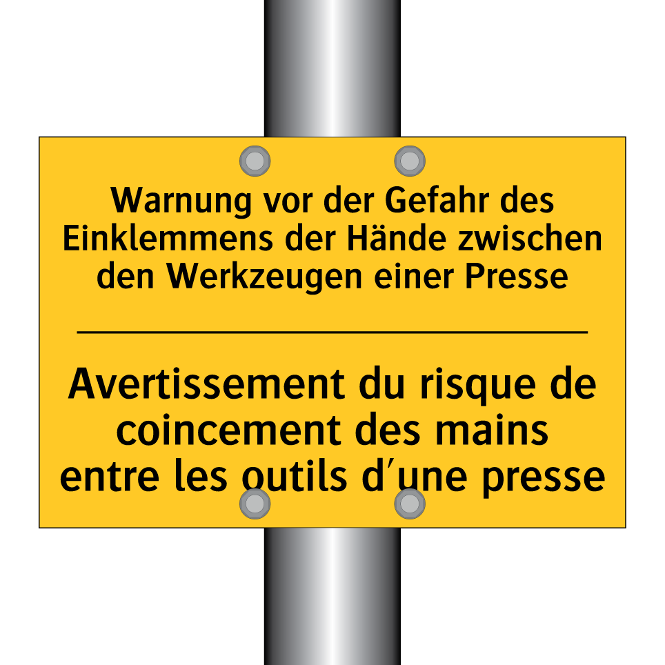 Warnung vor der Gefahr des Einklemmens /.../ - Avertissement du risque de coincement /.../