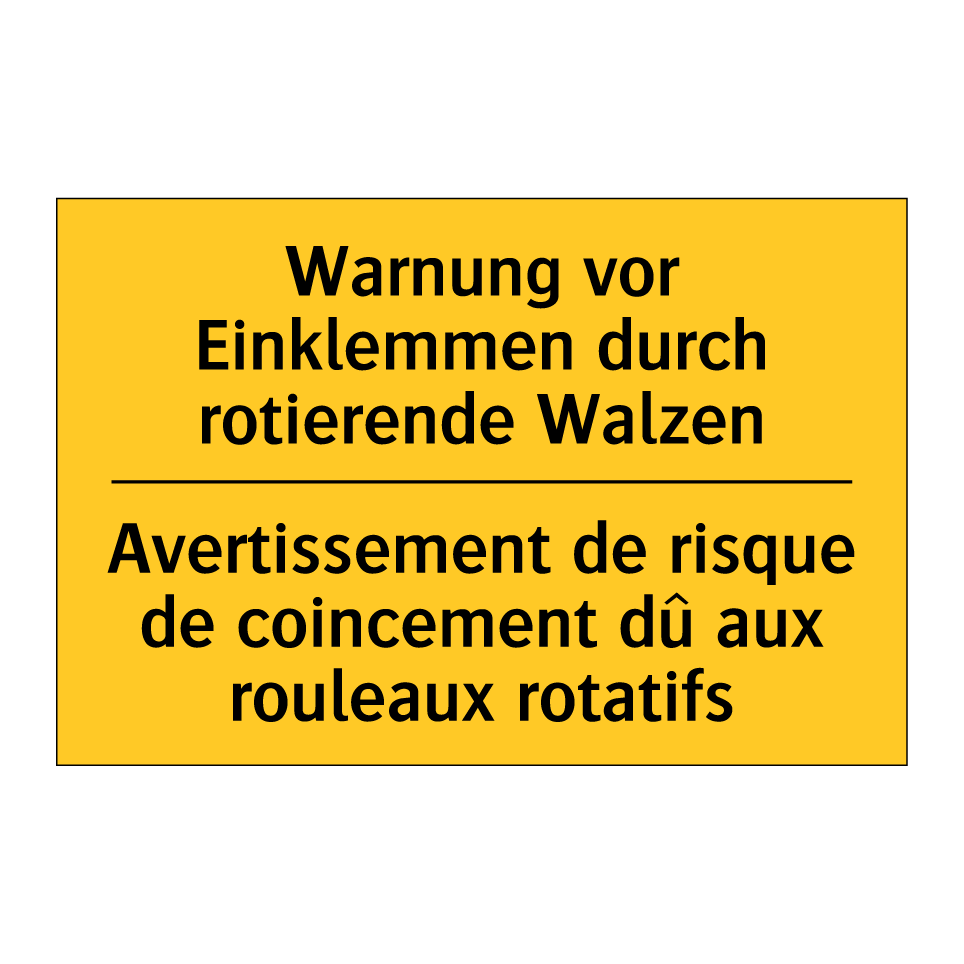 Warnung vor Einklemmen durch rotierende /.../ - Avertissement de risque de coincement /.../