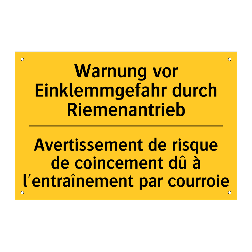 Warnung vor Einklemmgefahr durch /.../ - Avertissement de risque de coincement /.../