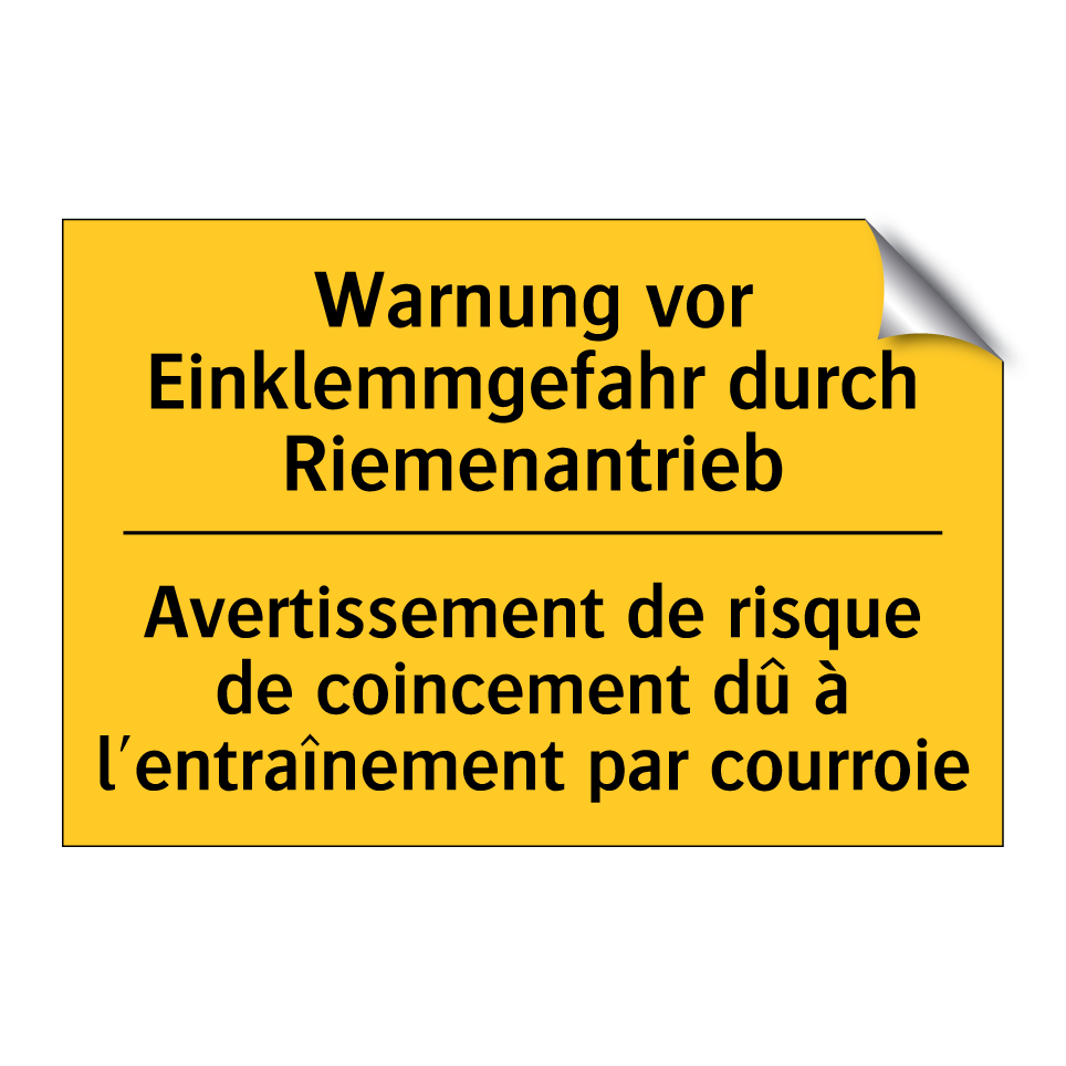 Warnung vor Einklemmgefahr durch /.../ - Avertissement de risque de coincement /.../