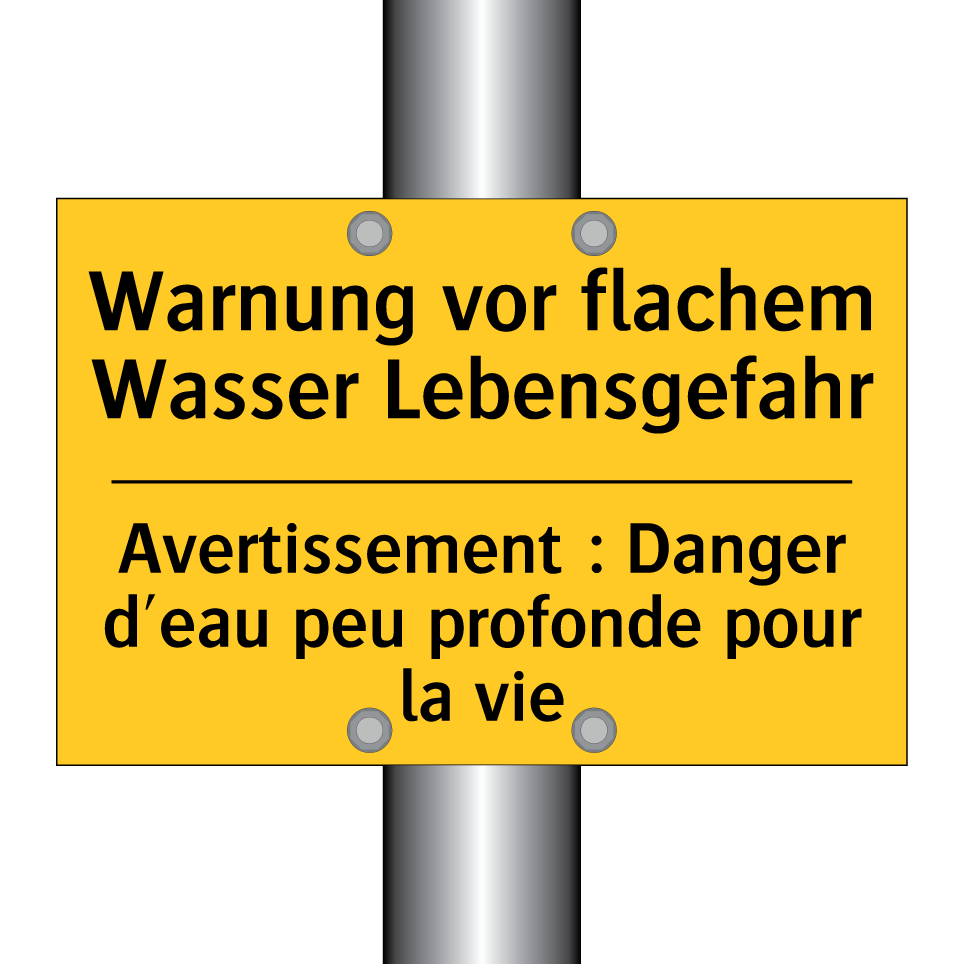 Warnung vor flachem Wasser Lebensgefahr /.../ - Avertissement : Danger d'eau peu /.../