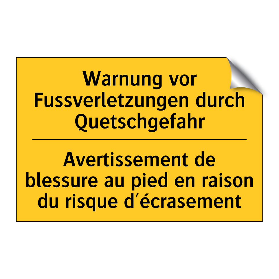 Warnung vor Fussverletzungen durch /.../ - Avertissement de blessure au pied /.../