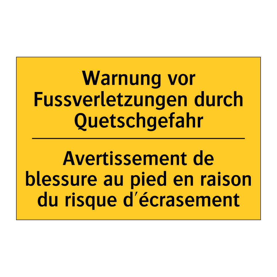 Warnung vor Fussverletzungen durch /.../ - Avertissement de blessure au pied /.../