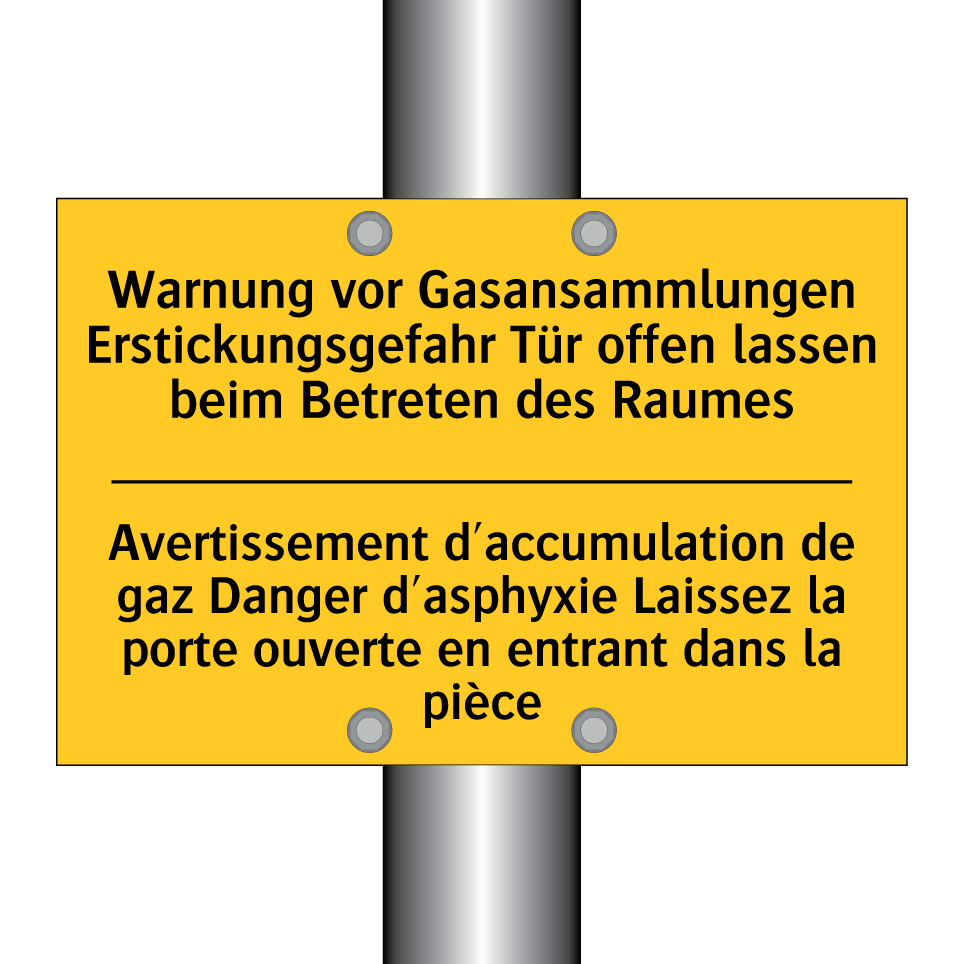 Warnung vor Gasansammlungen Erstickungsgefahr /.../ - Avertissement d'accumulation de /.../