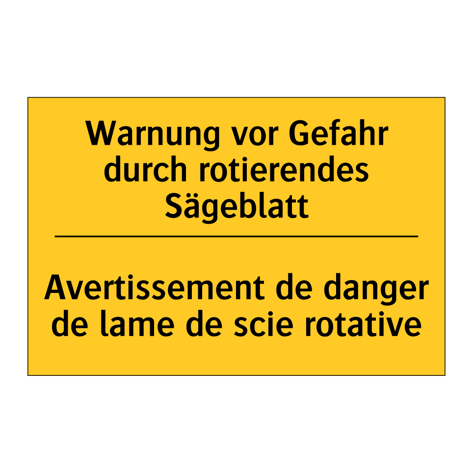 Warnung vor Gefahr durch rotierendes /.../ - Avertissement de danger de lame /.../