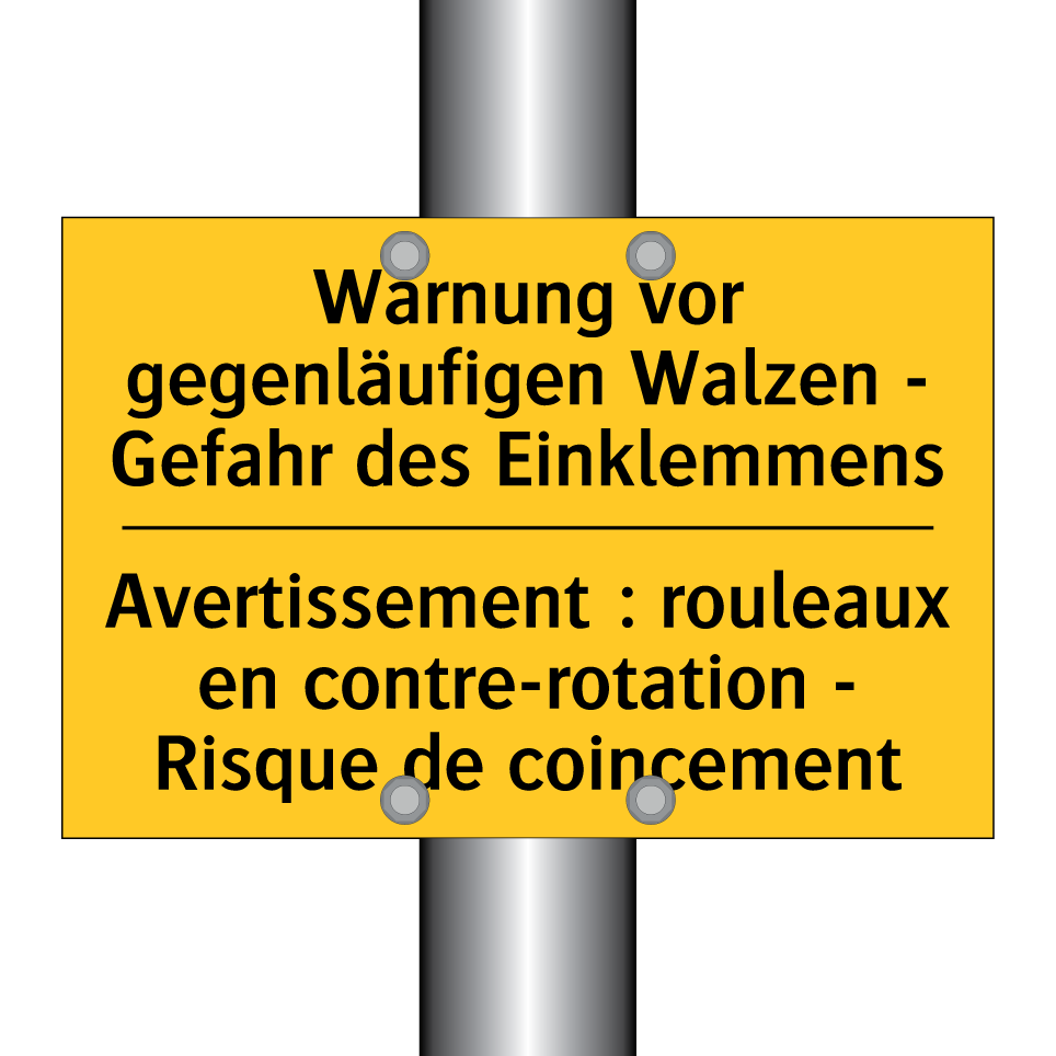 Warnung vor gegenläufigen Walzen /.../ - Avertissement : rouleaux en contre-rotation /.../