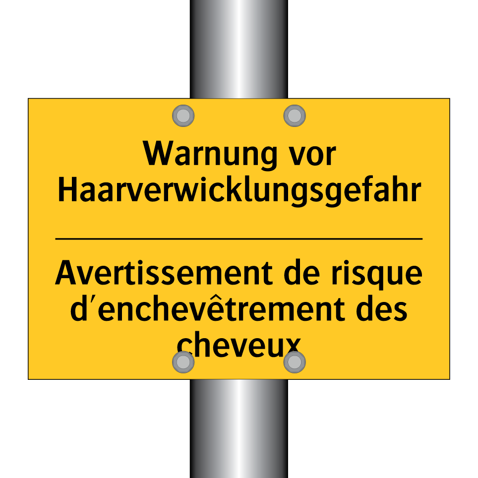Warnung vor Haarverwicklungsgefahr /.../ - Avertissement de risque d'enchevêtrement /.../