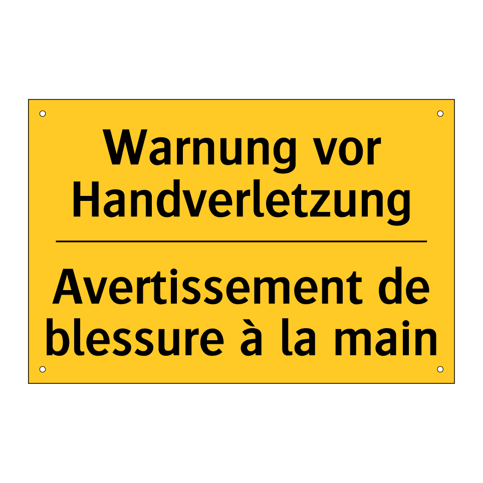 Warnung vor Handverletzung - Avertissement de blessure à la /.../