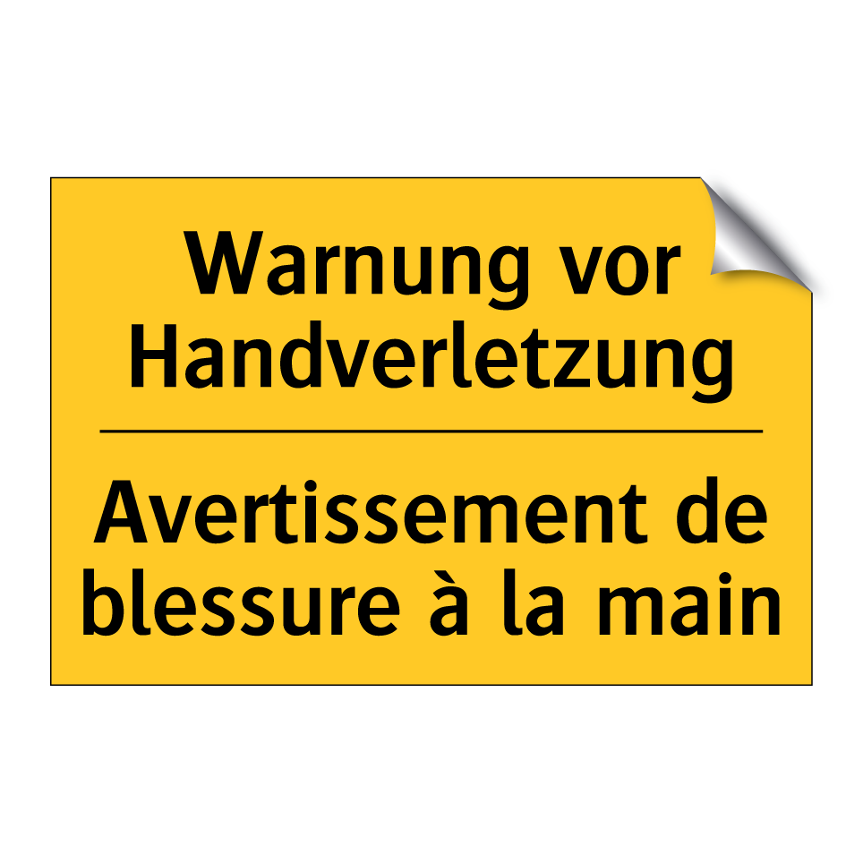Warnung vor Handverletzung - Avertissement de blessure à la /.../