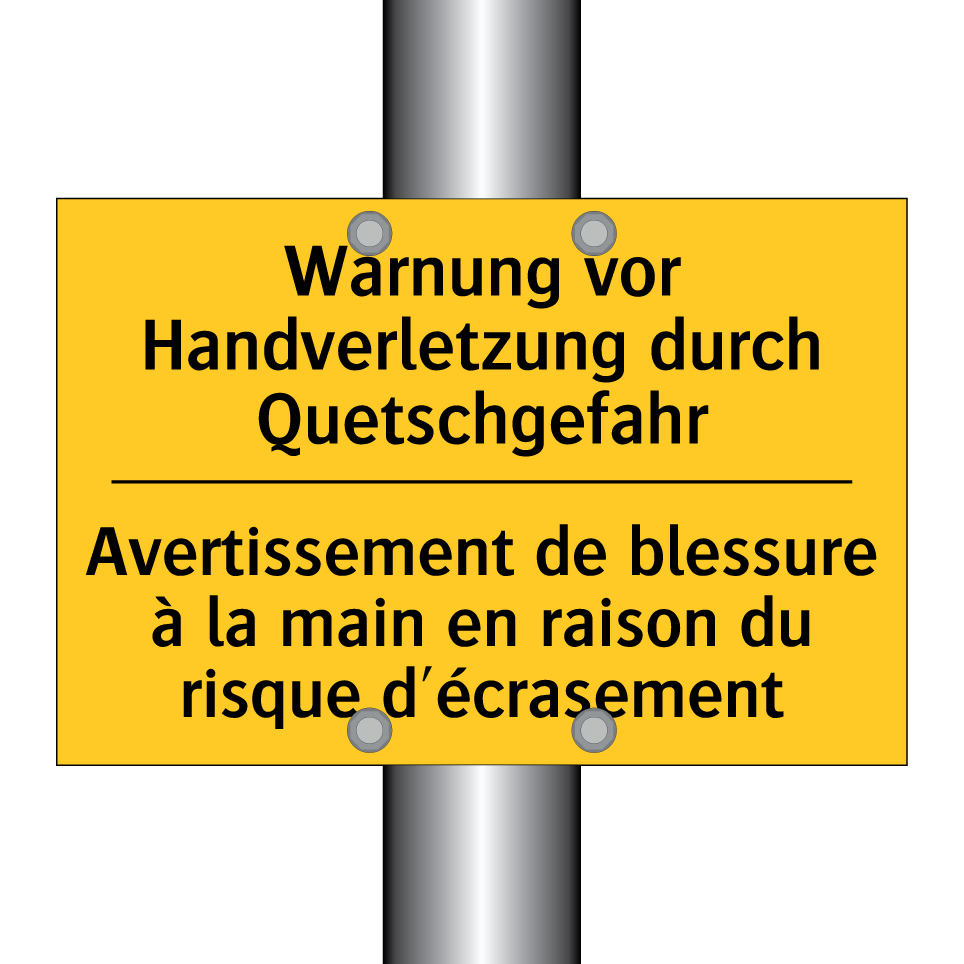 Warnung vor Handverletzung durch /.../ - Avertissement de blessure à la /.../