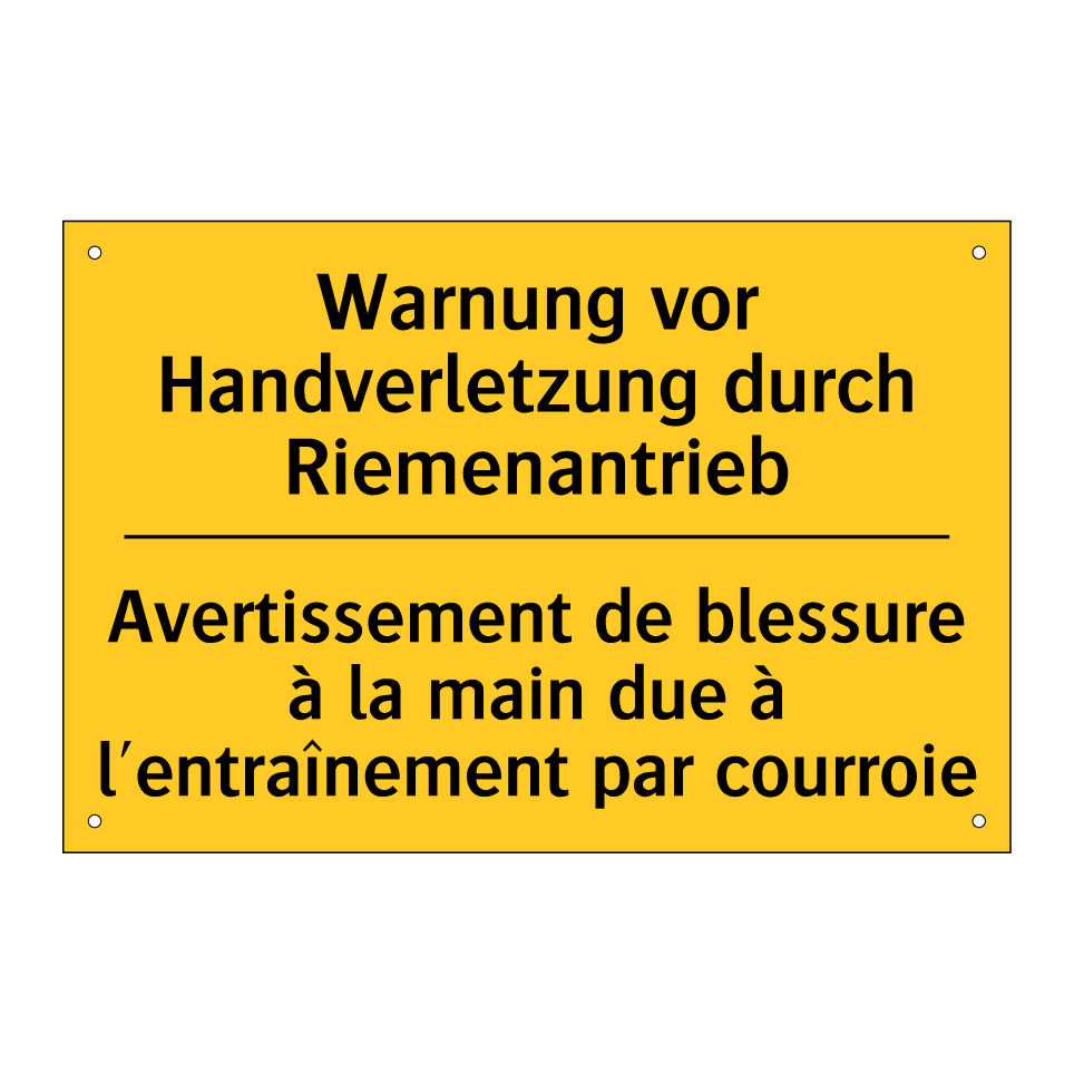 Warnung vor Handverletzung durch /.../ - Avertissement de blessure à la /.../