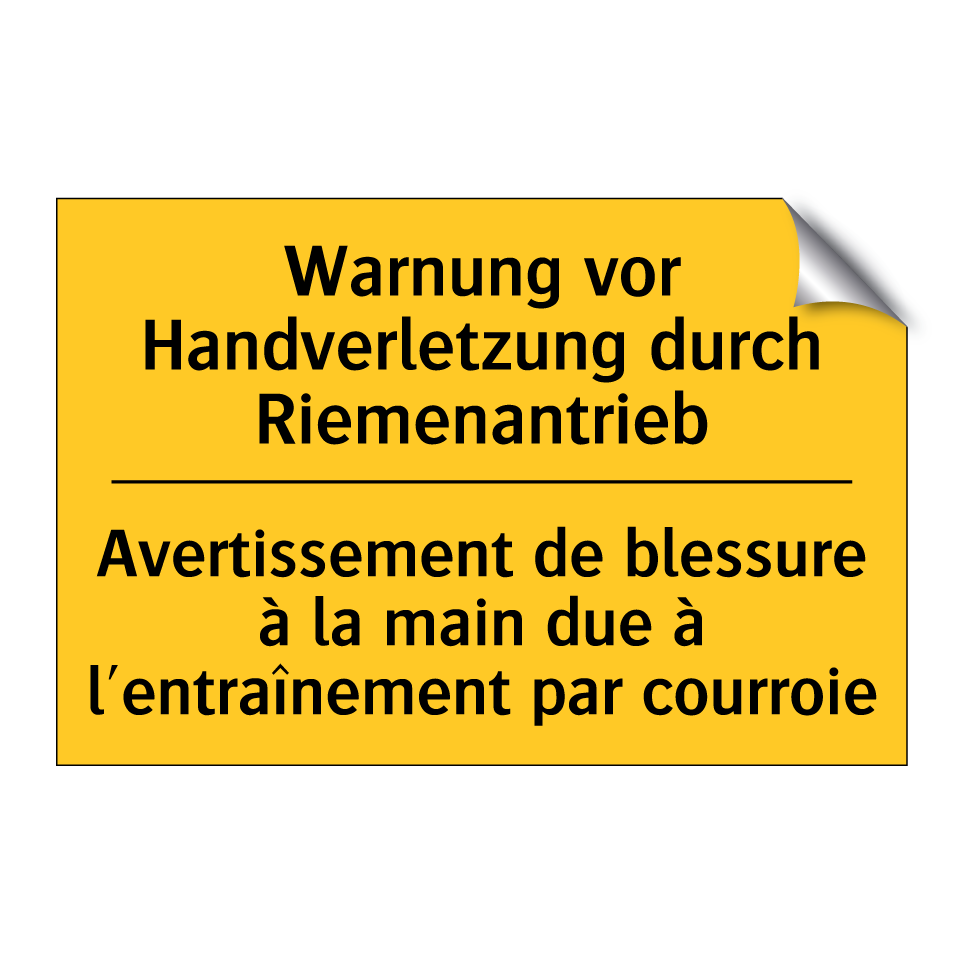 Warnung vor Handverletzung durch /.../ - Avertissement de blessure à la /.../