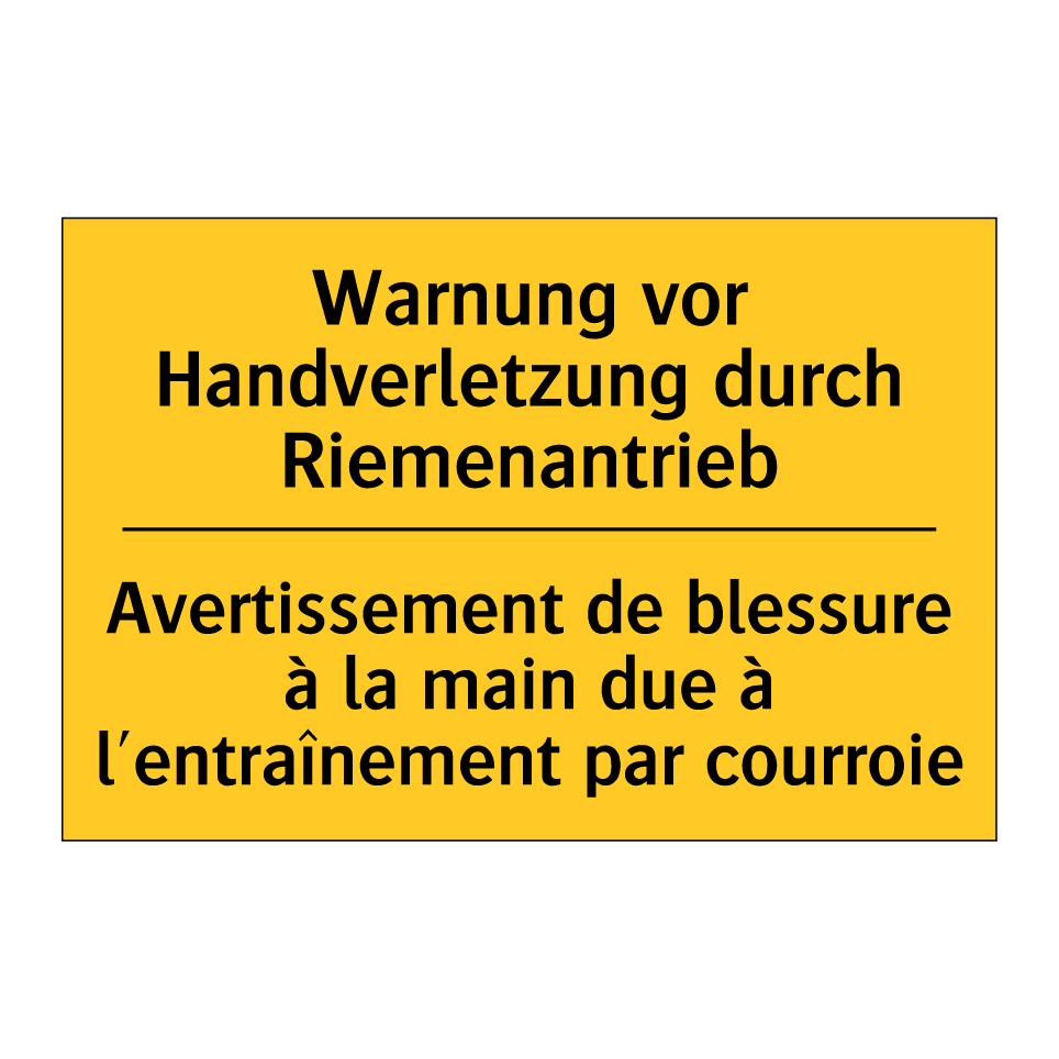 Warnung vor Handverletzung durch /.../ - Avertissement de blessure à la /.../