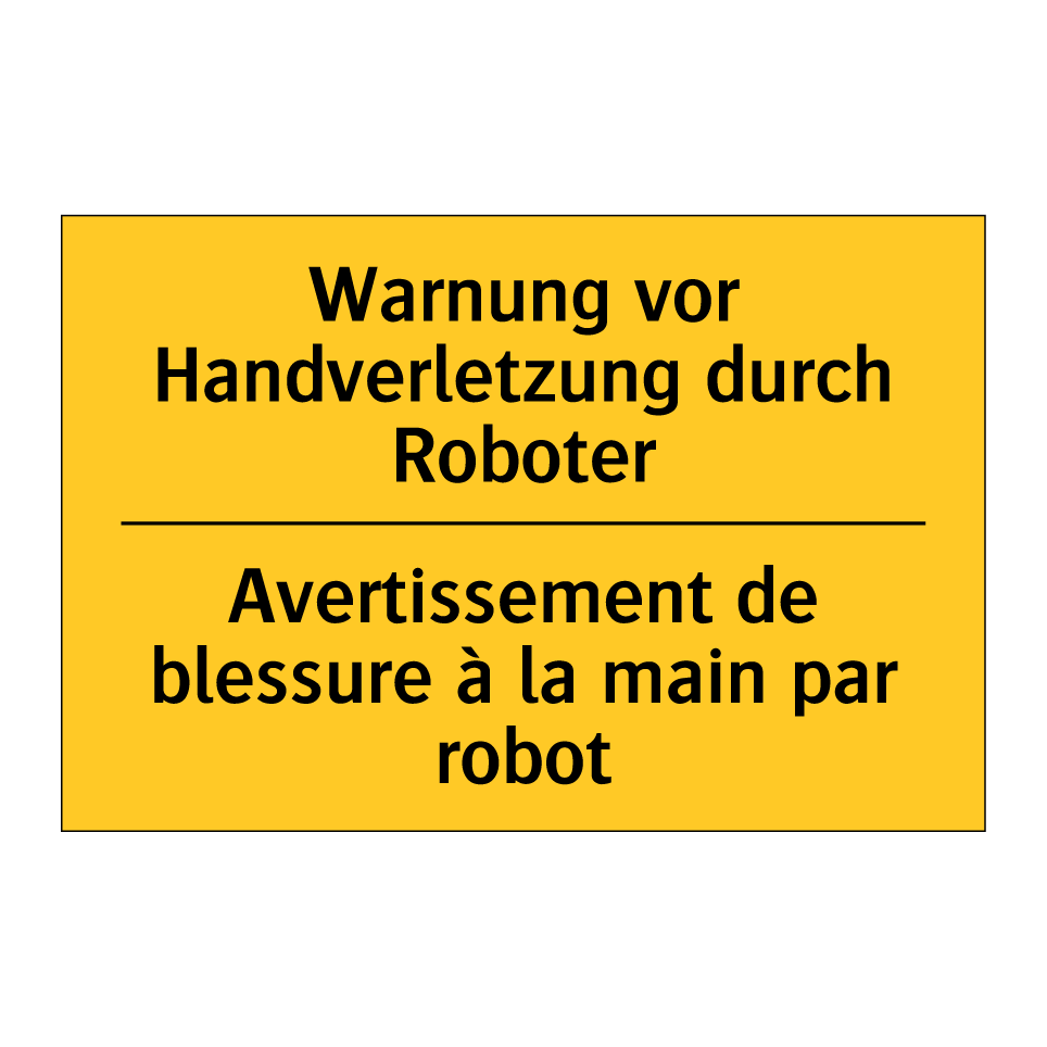 Warnung vor Handverletzung durch /.../ - Avertissement de blessure à la /.../