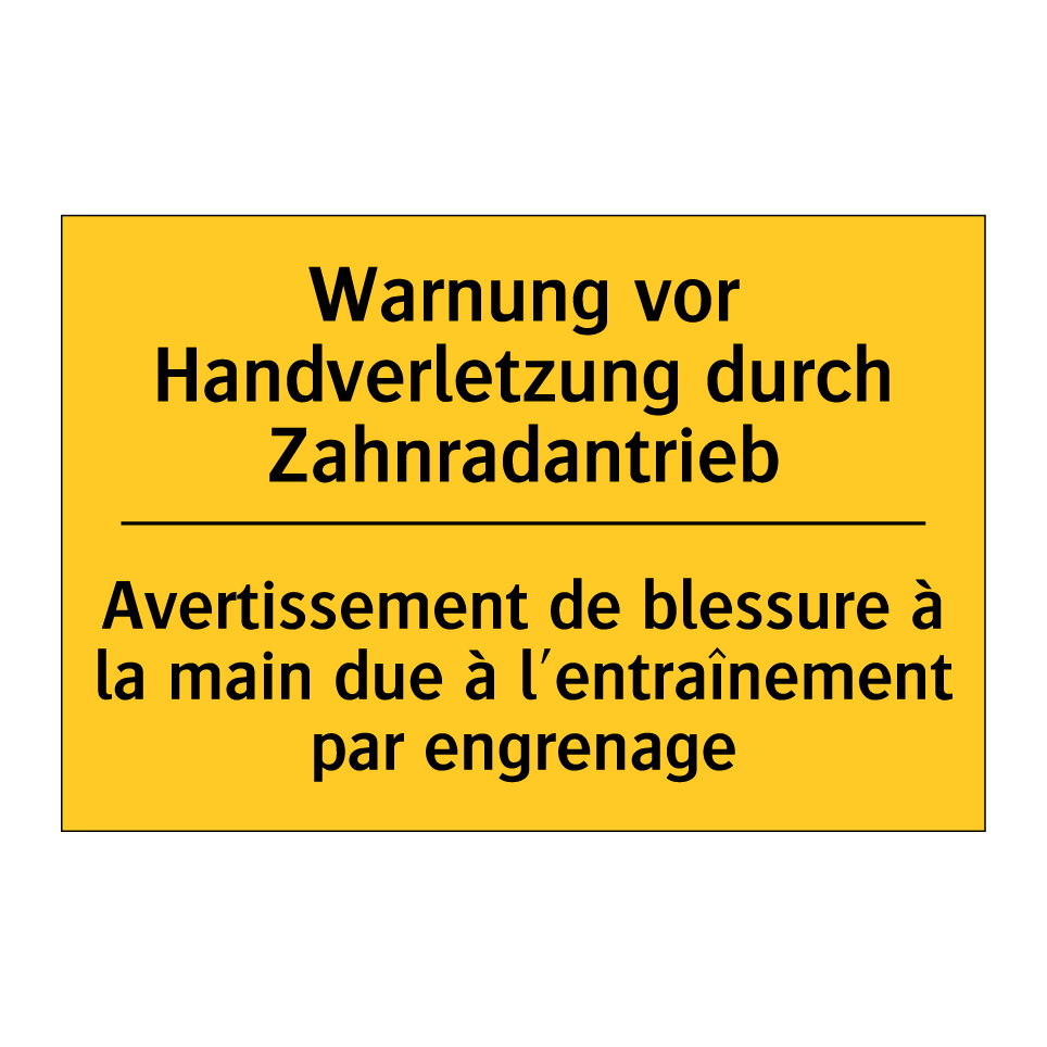 Warnung vor Handverletzung durch /.../ - Avertissement de blessure à la /.../