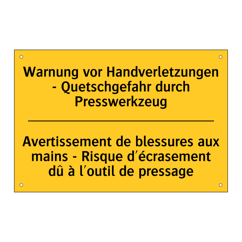 Warnung vor Handverletzungen - /.../ - Avertissement de blessures aux /.../