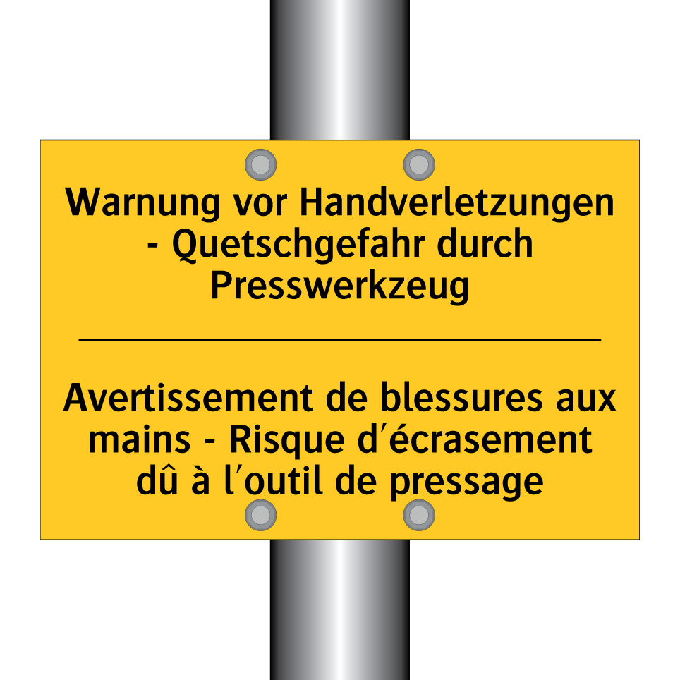 Warnung vor Handverletzungen - /.../ - Avertissement de blessures aux /.../