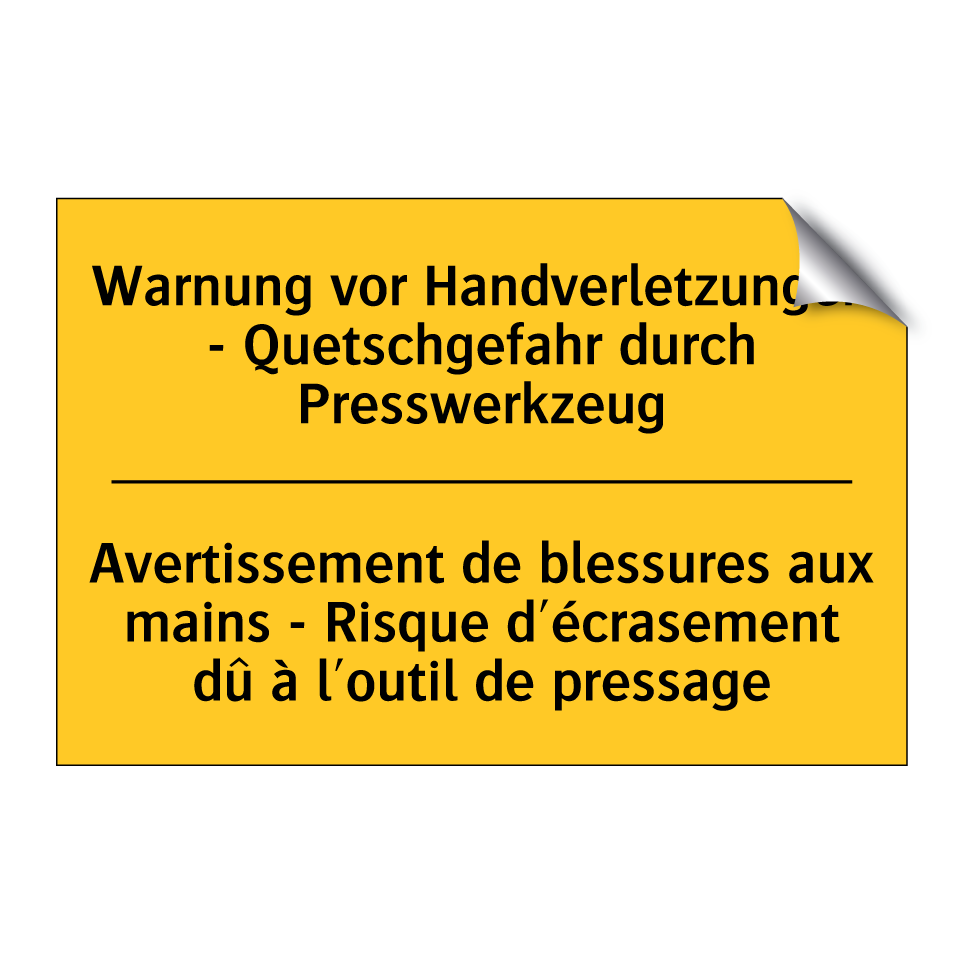 Warnung vor Handverletzungen - /.../ - Avertissement de blessures aux /.../