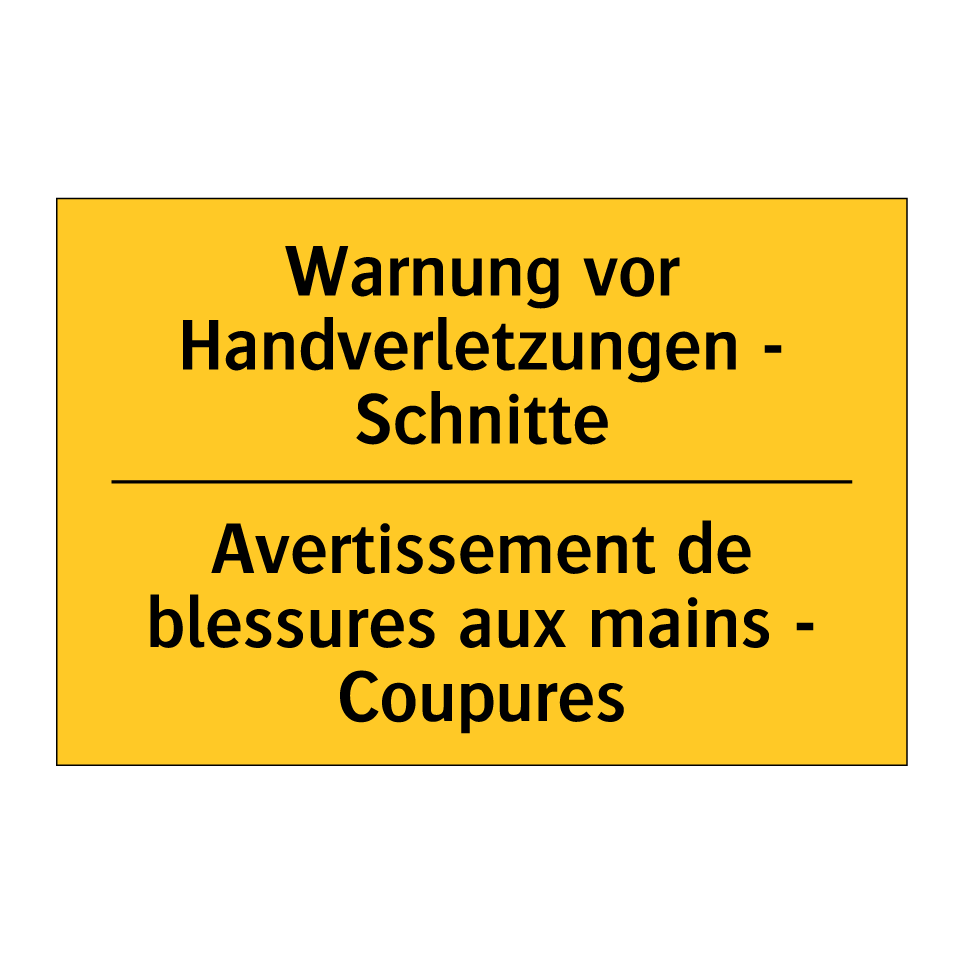 Warnung vor Handverletzungen - /.../ - Avertissement de blessures aux /.../